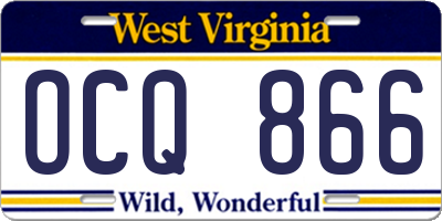WV license plate OCQ866