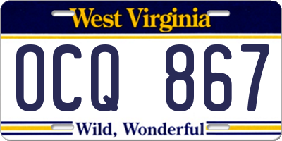 WV license plate OCQ867
