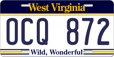 WV license plate OCQ872