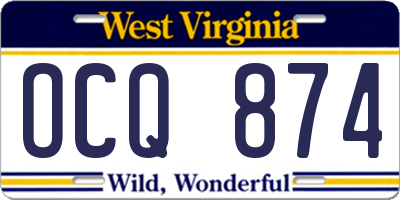 WV license plate OCQ874