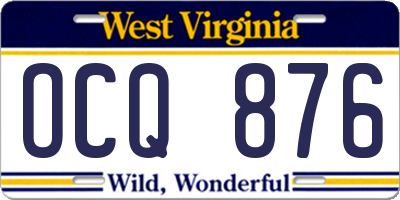 WV license plate OCQ876