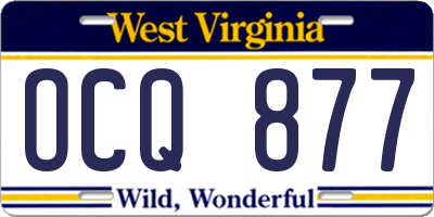 WV license plate OCQ877