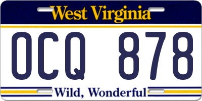 WV license plate OCQ878