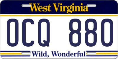 WV license plate OCQ880