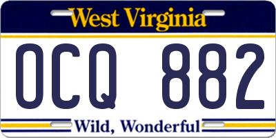 WV license plate OCQ882