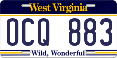 WV license plate OCQ883