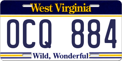 WV license plate OCQ884