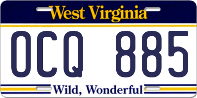WV license plate OCQ885