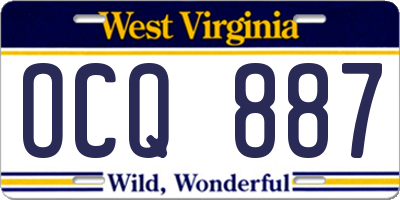 WV license plate OCQ887