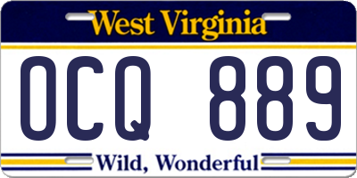 WV license plate OCQ889