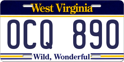 WV license plate OCQ890