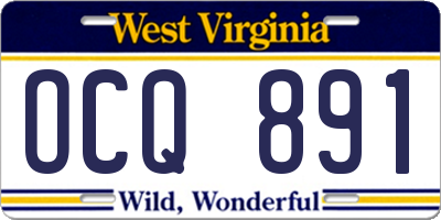 WV license plate OCQ891