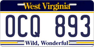 WV license plate OCQ893