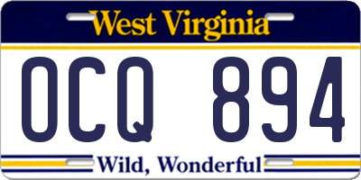 WV license plate OCQ894