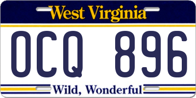 WV license plate OCQ896