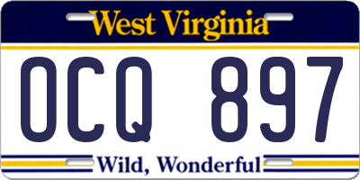 WV license plate OCQ897