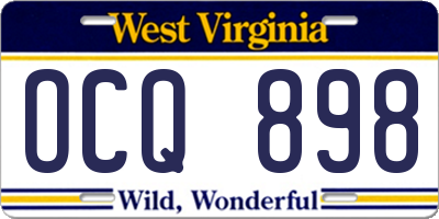 WV license plate OCQ898