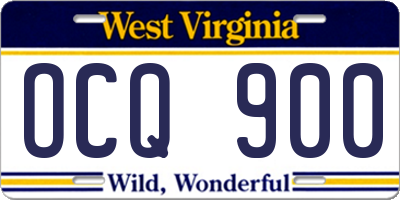 WV license plate OCQ900