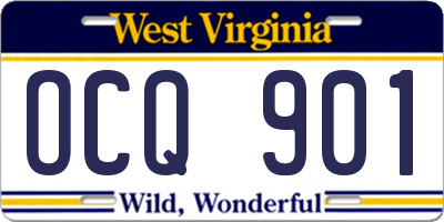 WV license plate OCQ901