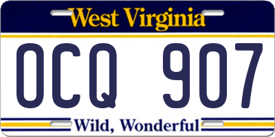 WV license plate OCQ907
