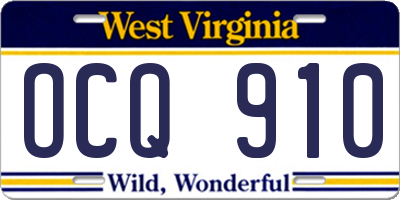WV license plate OCQ910