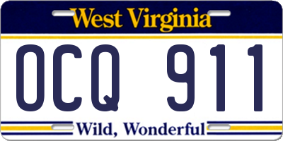 WV license plate OCQ911