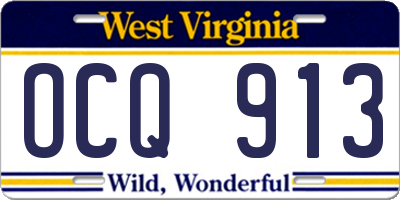 WV license plate OCQ913