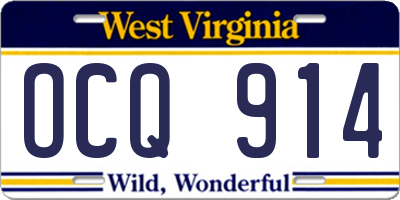 WV license plate OCQ914