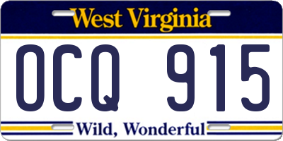 WV license plate OCQ915