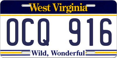 WV license plate OCQ916