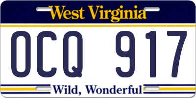 WV license plate OCQ917