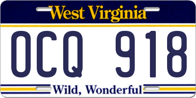 WV license plate OCQ918