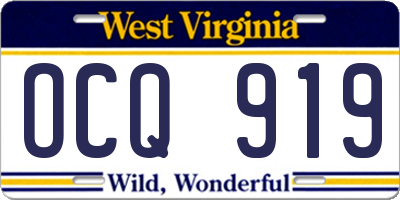 WV license plate OCQ919