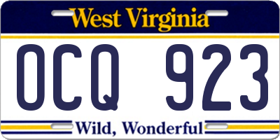 WV license plate OCQ923