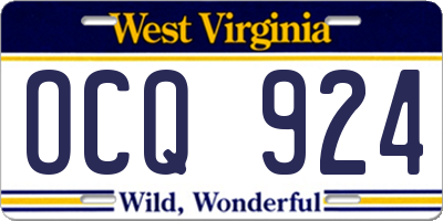 WV license plate OCQ924