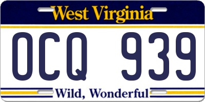 WV license plate OCQ939
