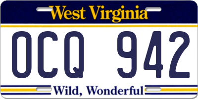 WV license plate OCQ942