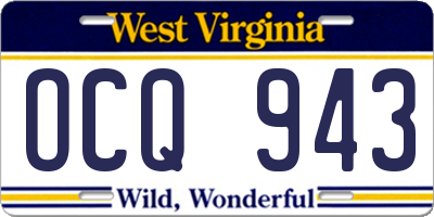 WV license plate OCQ943