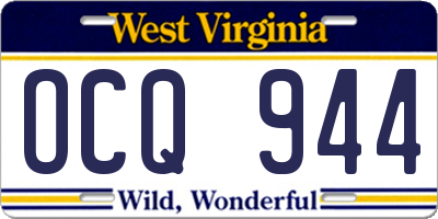 WV license plate OCQ944