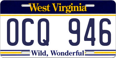WV license plate OCQ946