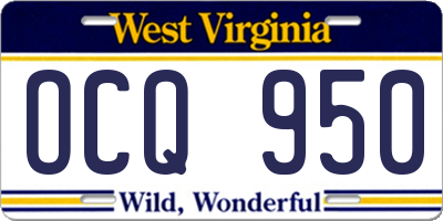 WV license plate OCQ950