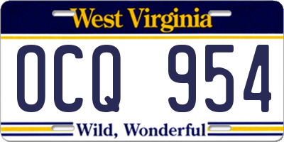 WV license plate OCQ954