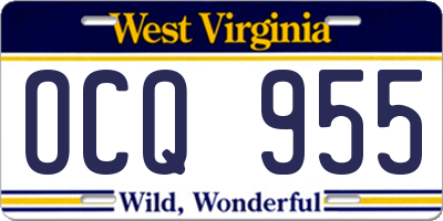 WV license plate OCQ955