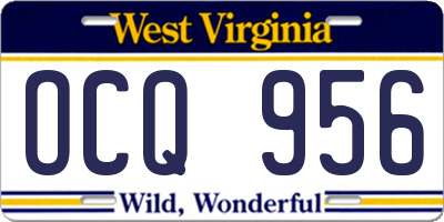 WV license plate OCQ956