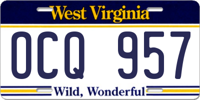 WV license plate OCQ957