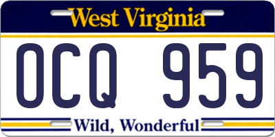 WV license plate OCQ959