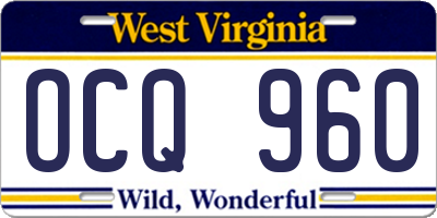 WV license plate OCQ960
