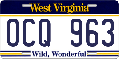 WV license plate OCQ963