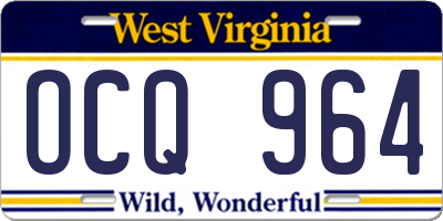 WV license plate OCQ964
