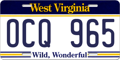 WV license plate OCQ965